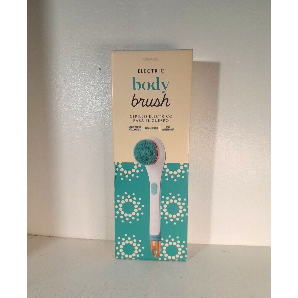 NIP / SEALED VISAGE Electric Body Brush Back Scrubber Rechargeable for Shower b